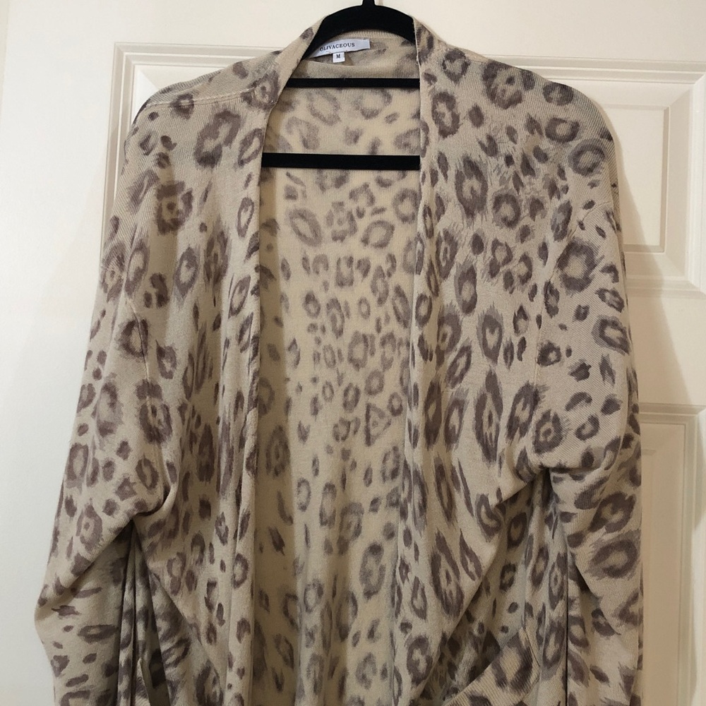 Leopard Print Open Front Cardigan